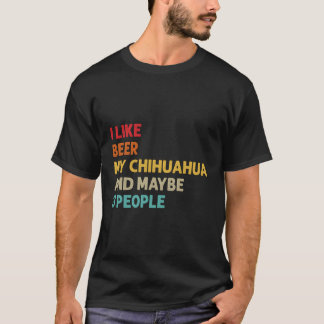 T-shirt J'Aime La Bière Mon Chihuahua Peut-Être 3 Personne