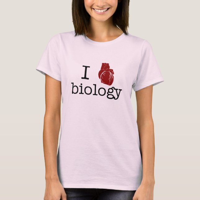 T-shirt J'aime la biologie - avec un coeur anatomique ! (Devant)