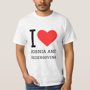 T-shirt J'aime la Bosnie-Herzégovine carré autocollant