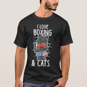 T-shirt J'aime la boxe et les chats Drôle de boxe kickboxi