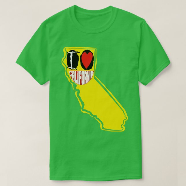 T-shirt J'Aime La Californie Souriant Joyeux Visage (Design devant)