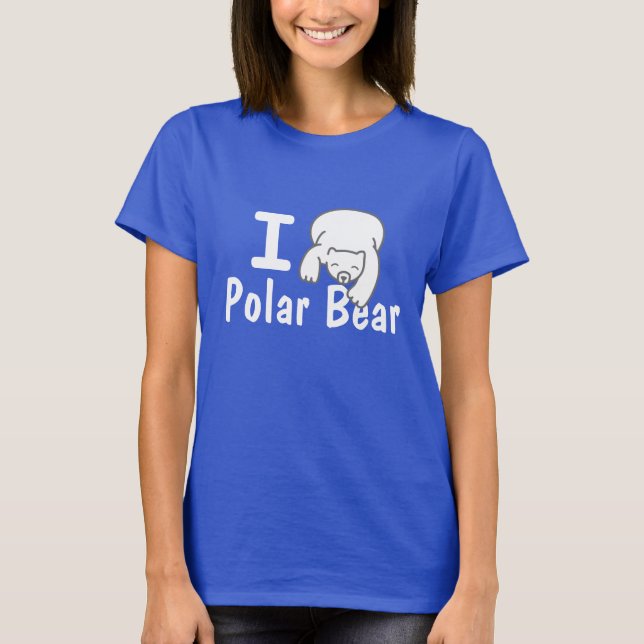 T-shirt J'aime la chemise de bleu d'ours blanc (Devant)