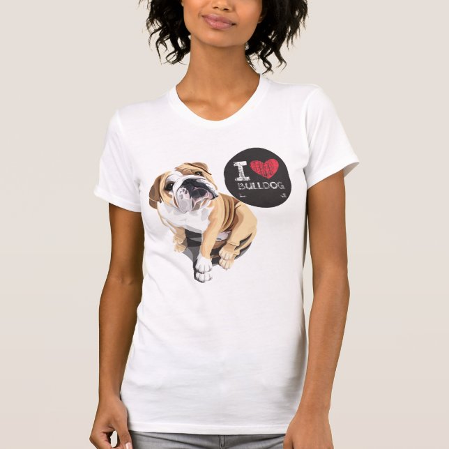 T-shirt J'aime la chemise de bouledogue (Devant)