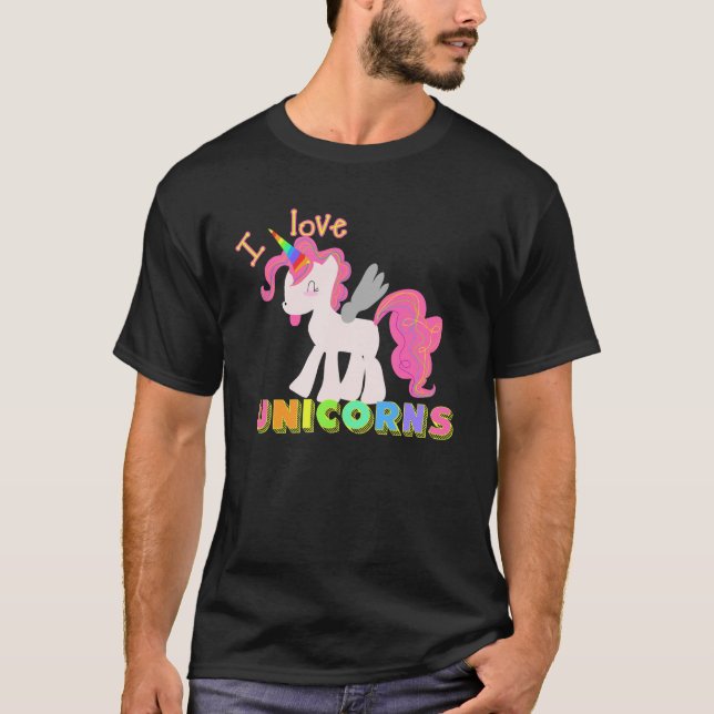 T-shirt J'AIME LA CHEMISE DE LICORNES !  Chemise mignonne (Devant)