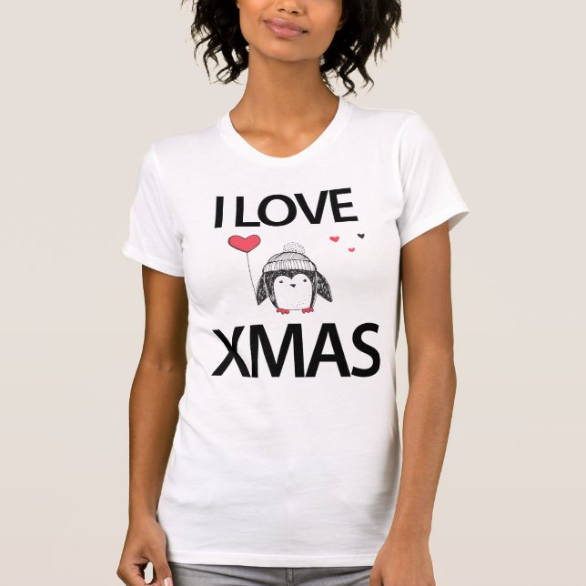 T-shirt J'Aime La Chemise De Noël Au Coeur Rouge (Devant)