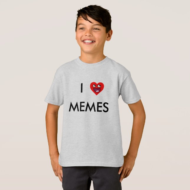 T-shirt J'aime la chemise drôle d'enfants d'école de Memes (Devant entier)