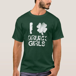 T-shirt J'aime la chemise ivre de shamrock de filles