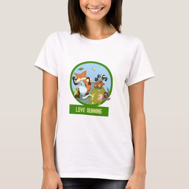 T-shirt J'aime la course drôle de course d'animaux de la f (Devant)