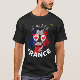 T-shirt J'aime La France J'aime Le Football Maillot Pour L