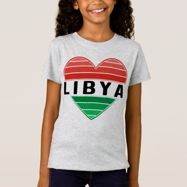 T-Shirt J'aime la Libye, le coeur libyen (Devant)