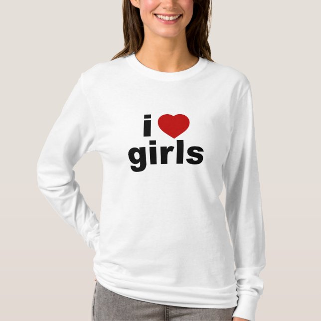 T-shirt J'aime la longue douille des filles aa Hoody (Devant)