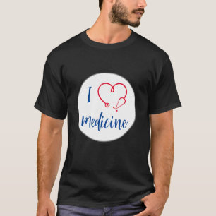 T-shirt "J'aime la médecine" stethoscope médecin cadeau