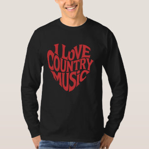 T-shirt J'aime la musique country à motif de cœur
