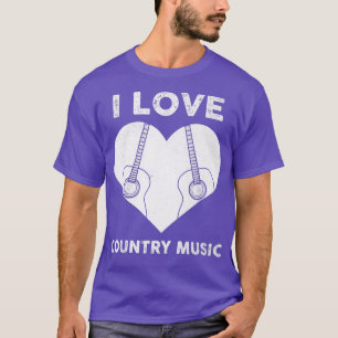 T-shirt J'aime la musique country rétro vintage guitare