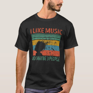 T-shirt J'Aime La Musique Et Peut-Être 3 Personnes Vintage