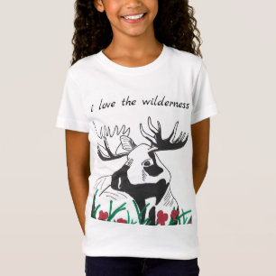 T-Shirt J'aime la nature de l'orignal Fleur sauvage rustiq