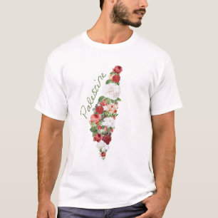 T-shirt J'aime la Palestine Carte palestinienne roses