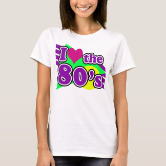 T-shirt J'aime la partie au néon géométrique d'années '80