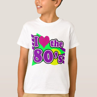 T-shirt J'aime la partie au néon géométrique d'années '80
