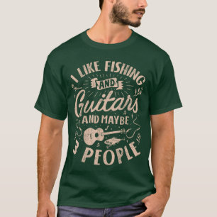 T-shirt J'aime la pêche et les guitares et peut-être 3 per