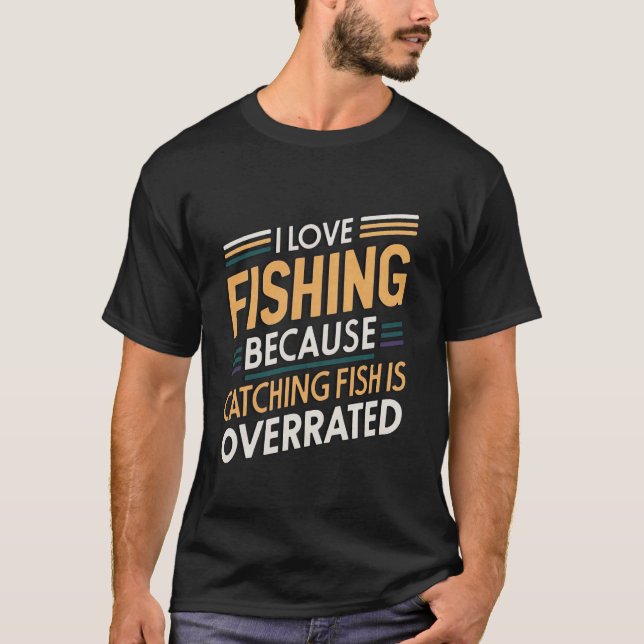 T-shirt J'aime la pêche parce que attraper des poissons es (Devant)