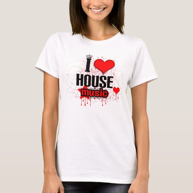 T-shirt J'aime la pièce en t de dames de musique de (Devant)