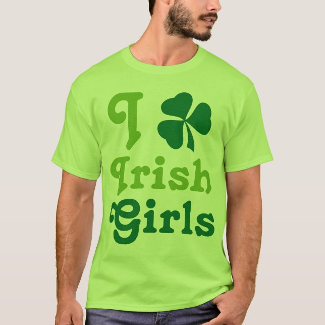 T-shirt J'aime la pièce en t irlandaise de vert de (Devant)