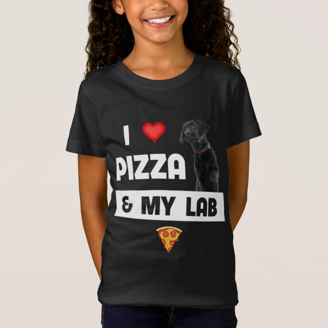 T-Shirt J'Aime La Pizza Et Mon Black Lab Chien Pepperoni F (Devant)