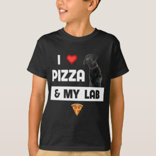 T-shirt J'Aime La Pizza Et Mon Black Lab Chien Pepperoni F