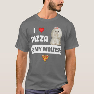 T-shirt J'Aime La Pizza Et Mon Chien Maltais Pepperoni Fro