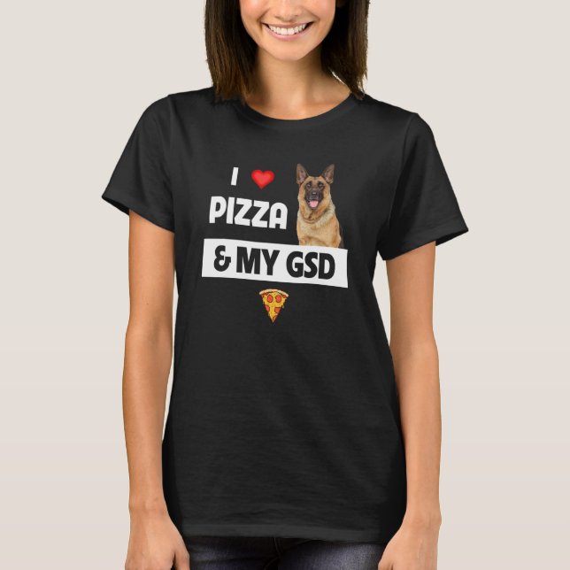 T-shirt J'Aime La Pizza Et Mon Gsd Berger Allemand Poivron (Devant)