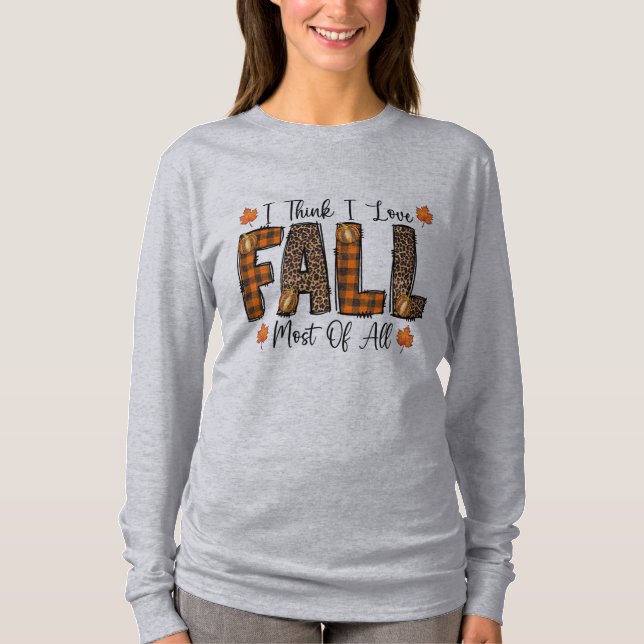T-shirt J'aime la plaid de buffle d'automne Impression de  (Devant)