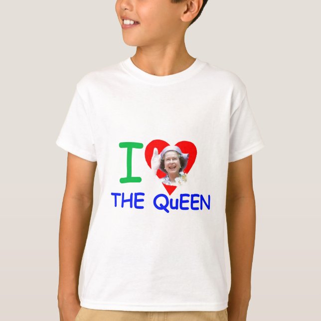 T-shirt J'aime la Reine - Reine Elizabeth II (Devant)