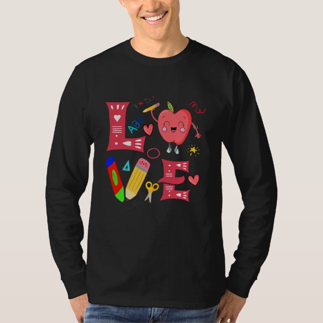 T-shirt J'aime la Saint-Valentin Apple Retro École Pré-Mat (Devant)