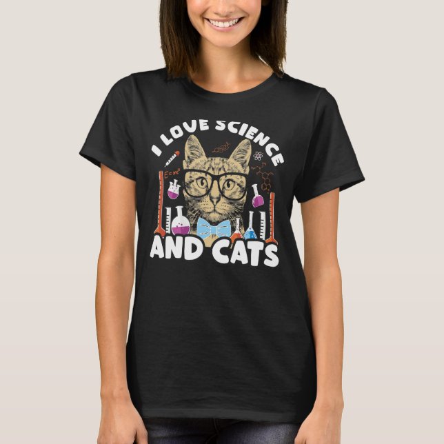 T-shirt J'Aime La Science Et Les Chats Cute Kitty Chat Fel (Devant)