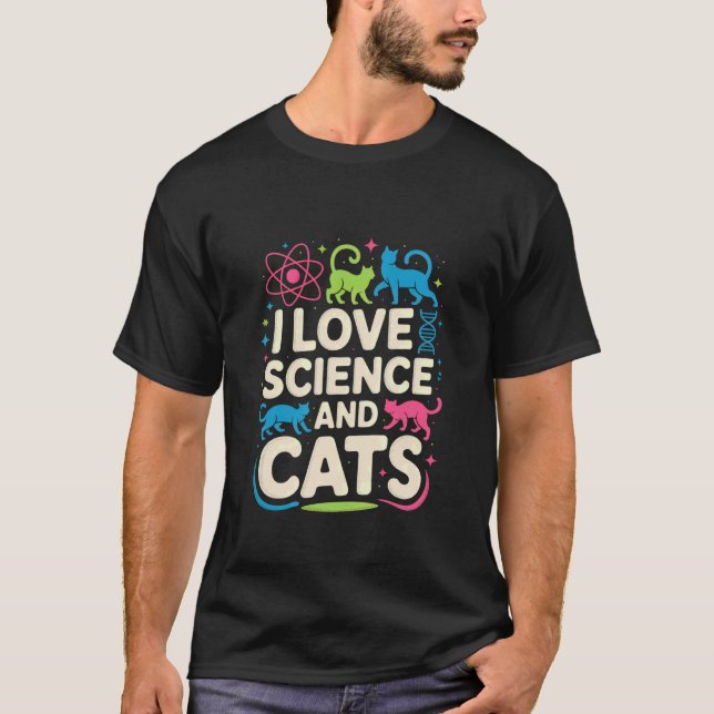 T-shirt J'aime la science et les chats design mignon (Devant)