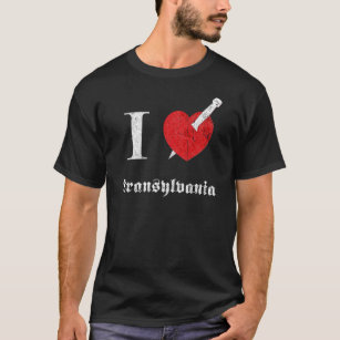 T-shirt J'aime la Transylvanie (la police érodée par