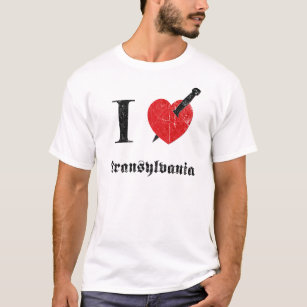 T-shirt J'aime la Transylvanie (la police érodée par noir)