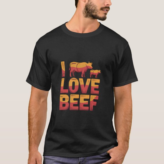 T-shirt J'aime la vache de bœuf appréciation (Devant)