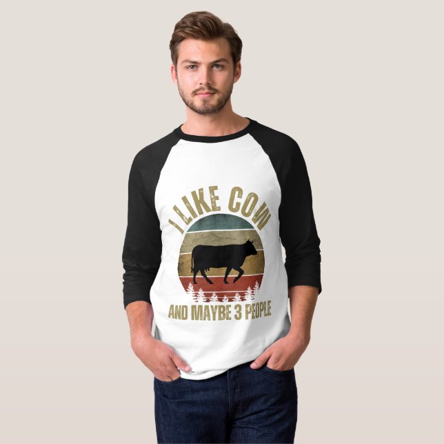 T-SHIRT J'AIME LA VACHE ET PEUT-ÊTRE 3 PERSONNES (Devant entier)