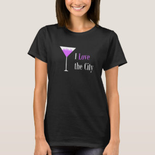 T-shirt J'Aime La Ville Purple Martini Boire Verre Citysca
