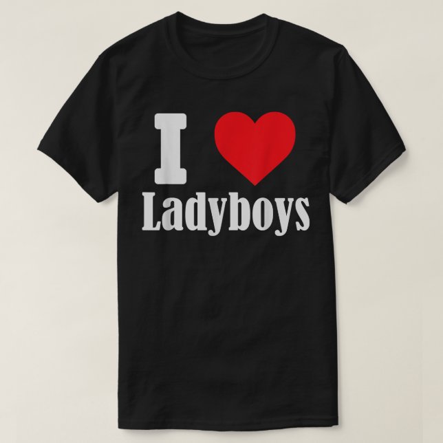 T-shirt J'aime Ladyboys drôle avec le signe cardiaque tran (Design devant)