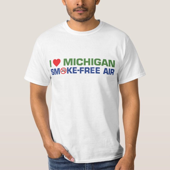 T-shirt J'aime l'air sans fumée du Michigan (Devant)