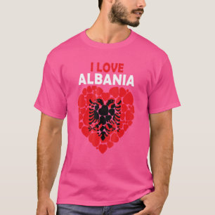T-shirt J'Aime L'Albanie Fière D'Être Le Drapeau Albanais