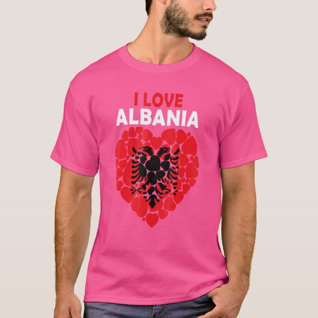 T-shirt J'Aime L'Albanie Fière D'Être Le Drapeau Albanais  (Devant)