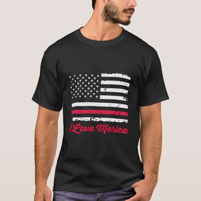 T-shirt J'Aime L'Amérique Drapeau Américain Racines Amériq (Devant)