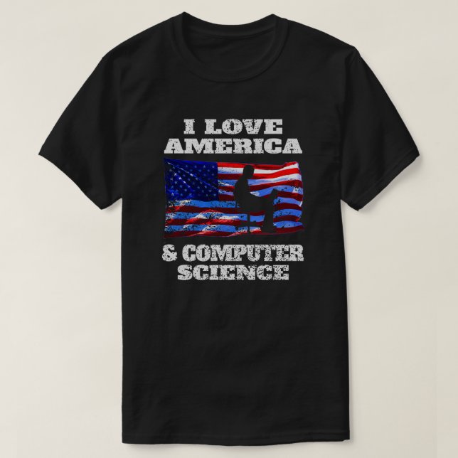 T-shirt J'Aime L'Amérique Et L'Informatique (Design devant)