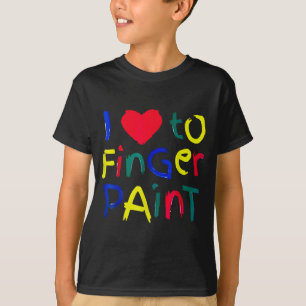 T-shirt J'aime l'amour peinture au doigt je peins joli cou