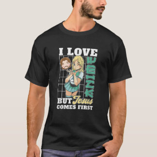 T-shirt J'Aime L'Anime Mais Jésus Arrive Premier Fan De Ma