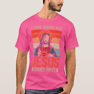 T-shirt J'aime l'anime mais Jésus passe d'abord Otaku Mang